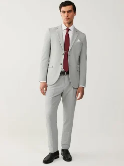 Light Grey Slim Fit Motionflex Stretch Suit Trousers