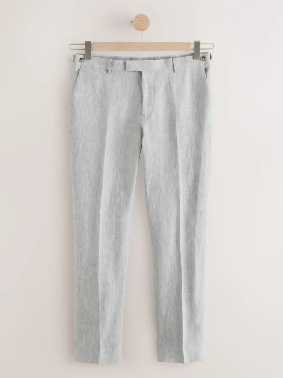 Light Grey Slim Fit Signature Leomaster Italian 100% Linen Fabric Suit Trousers