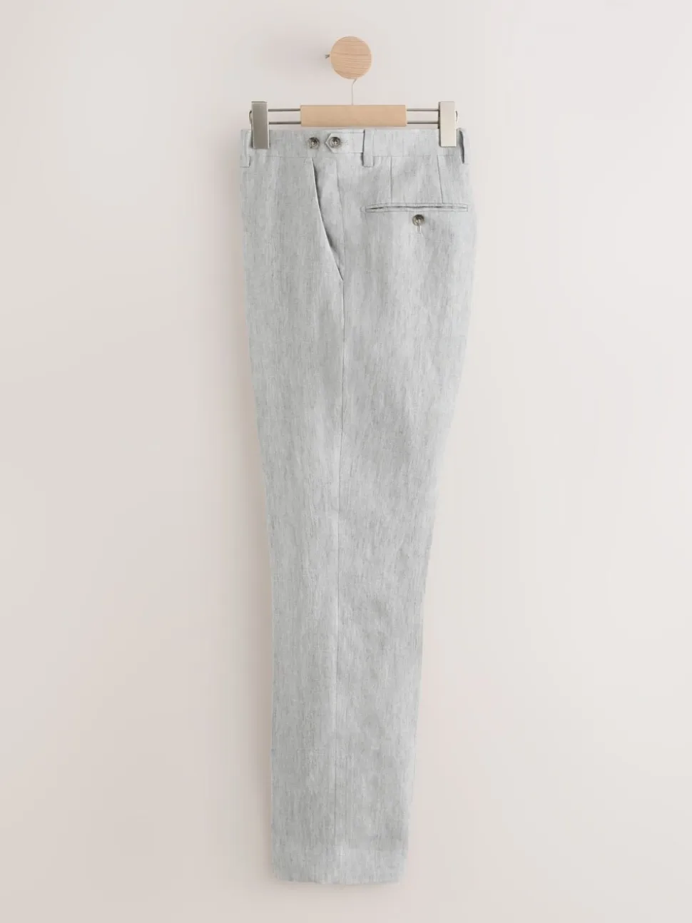 Light Grey Slim Fit Signature Leomaster Italian 100% Linen Fabric Suit Trousers