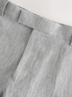 Light Grey Slim Fit Signature Leomaster Italian 100% Linen Fabric Suit Trousers