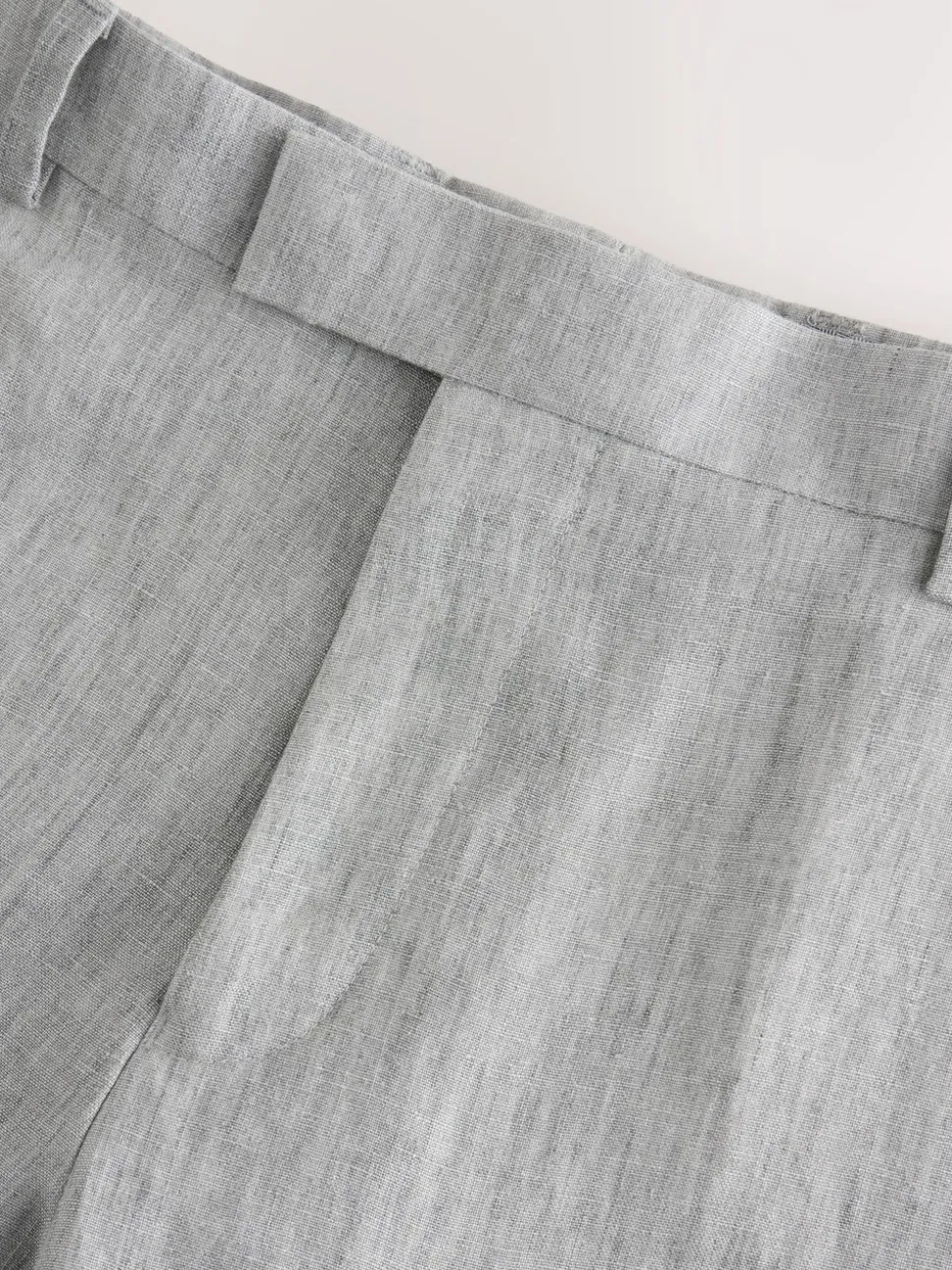 Light Grey Slim Fit Signature Leomaster Italian 100% Linen Fabric Suit Trousers