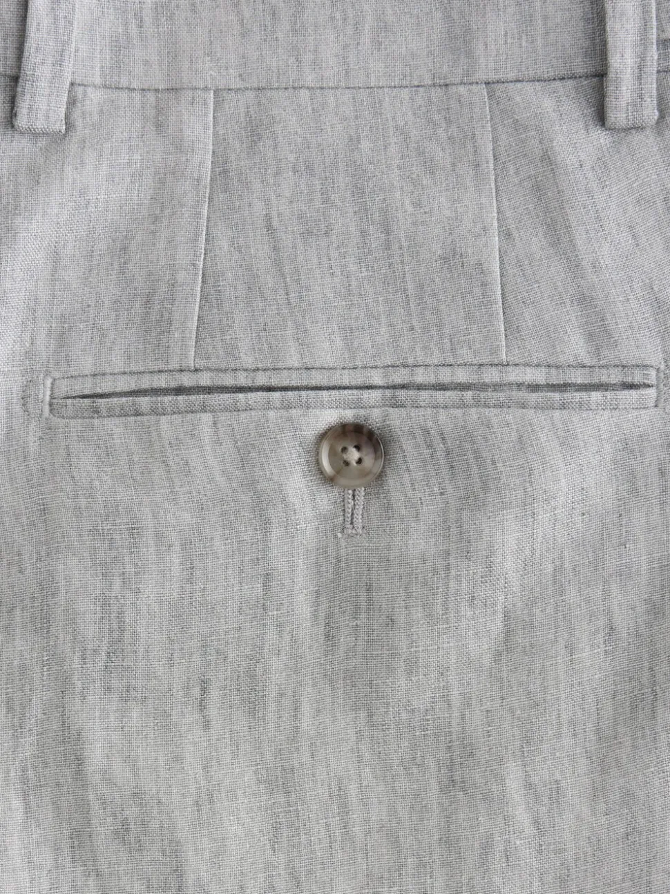 Light Grey Slim Fit Signature Leomaster Italian 100% Linen Fabric Suit Trousers