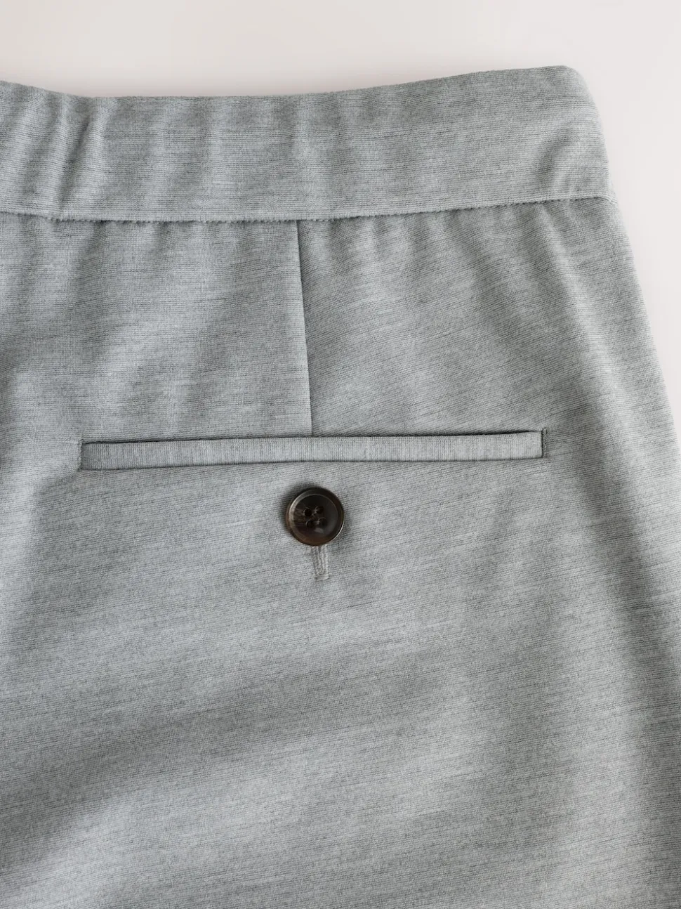 Light Grey Slim Fit Smart Elasticated Waistband Trousers With Wool Content