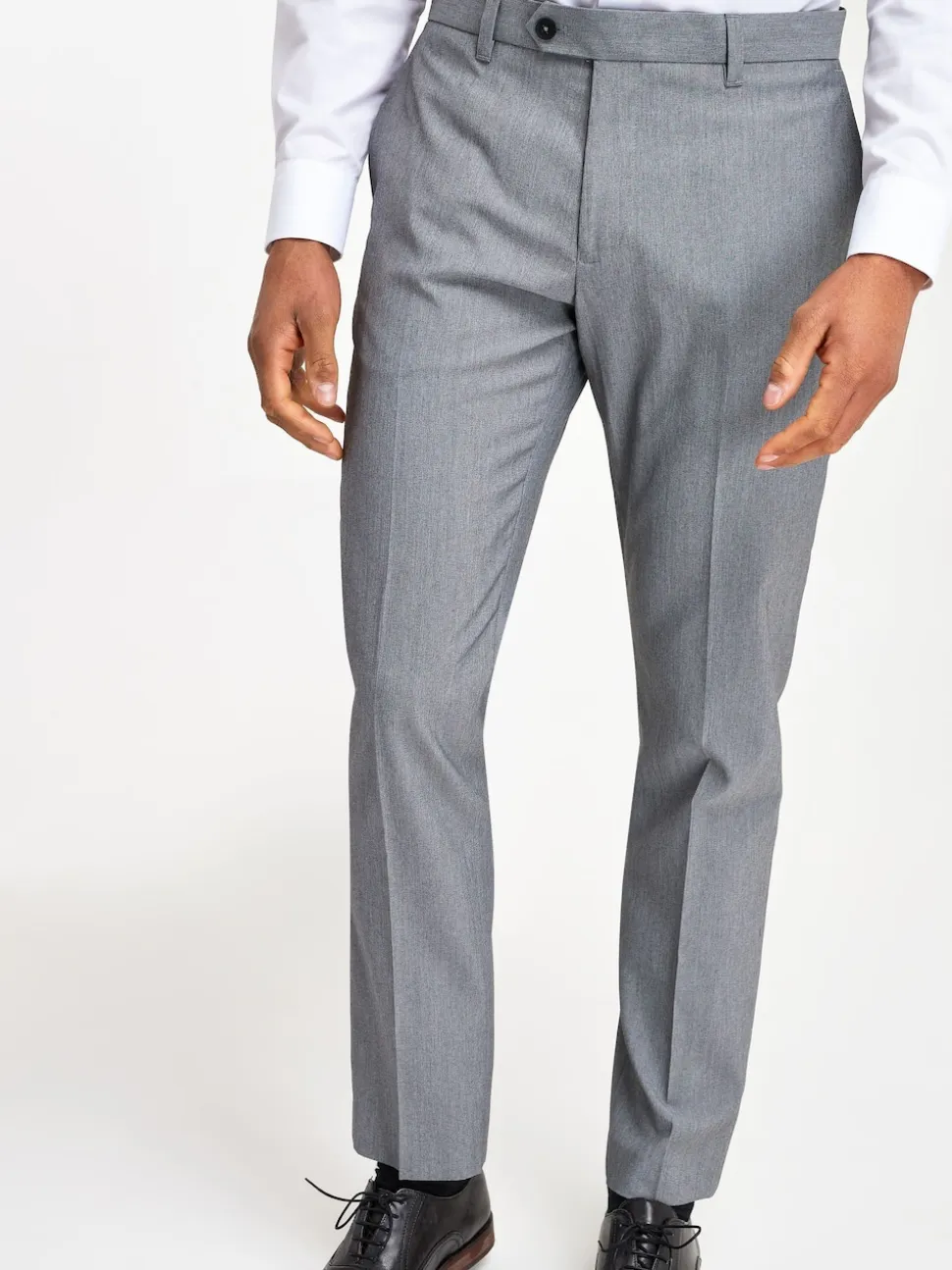 Light Grey Slim Fit Stretch Smart Trousers