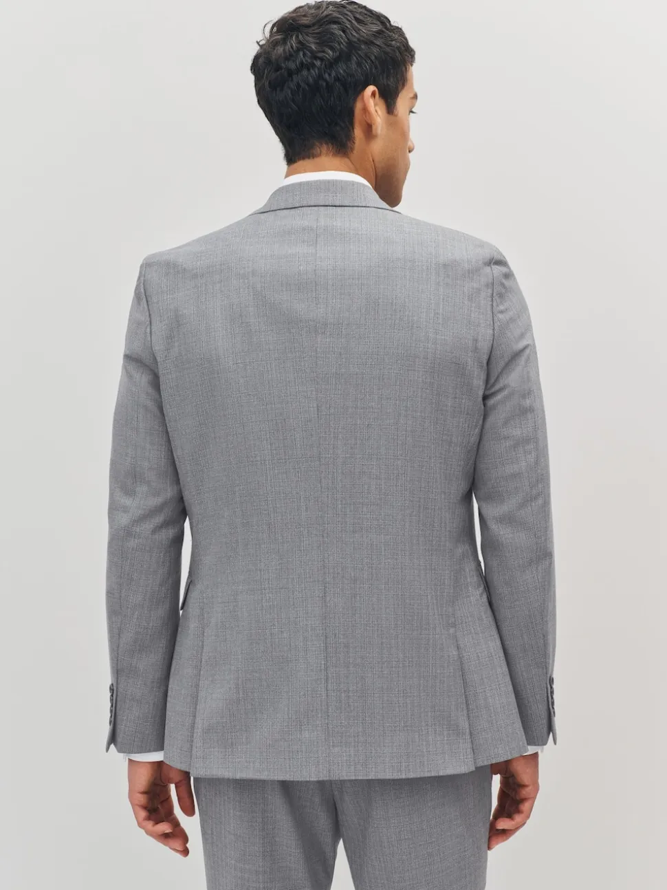 Light Grey Slim Fit Textured Wool Blend Suit Jacket