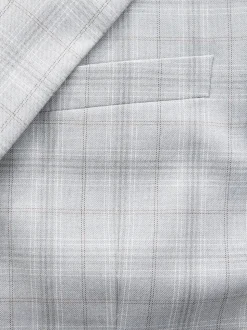 Light Grey Tailored Fit Check Suit Jacket