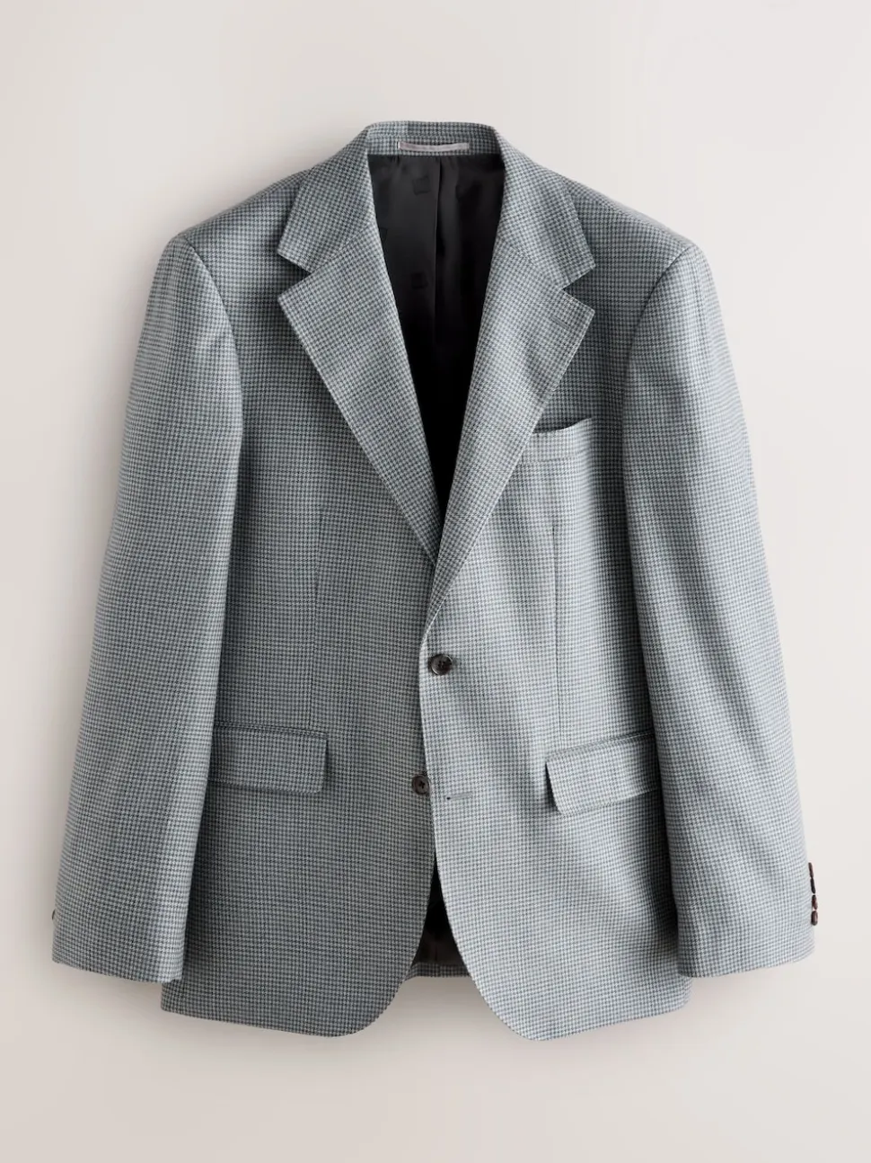 Light Grey Tailored Fit Wool Blend Puppytooth Suit Jacket
