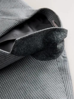 Light Grey Tailored Fit Wool Blend Puppytooth Suit Jacket