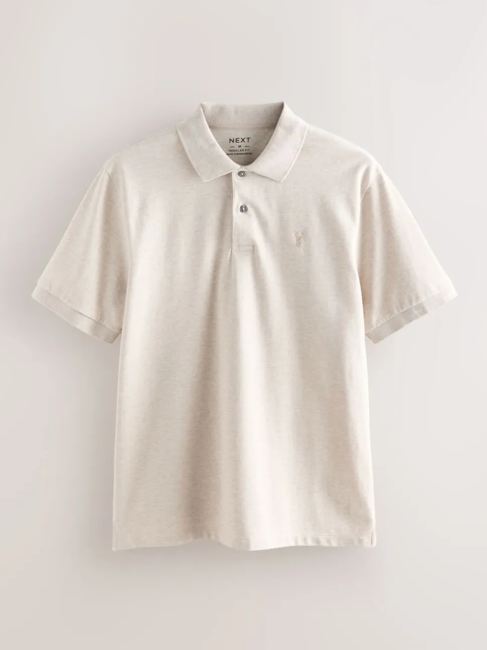 Light Neutral Marl Regular Fit Short Sleeve Pique Polo Shirt