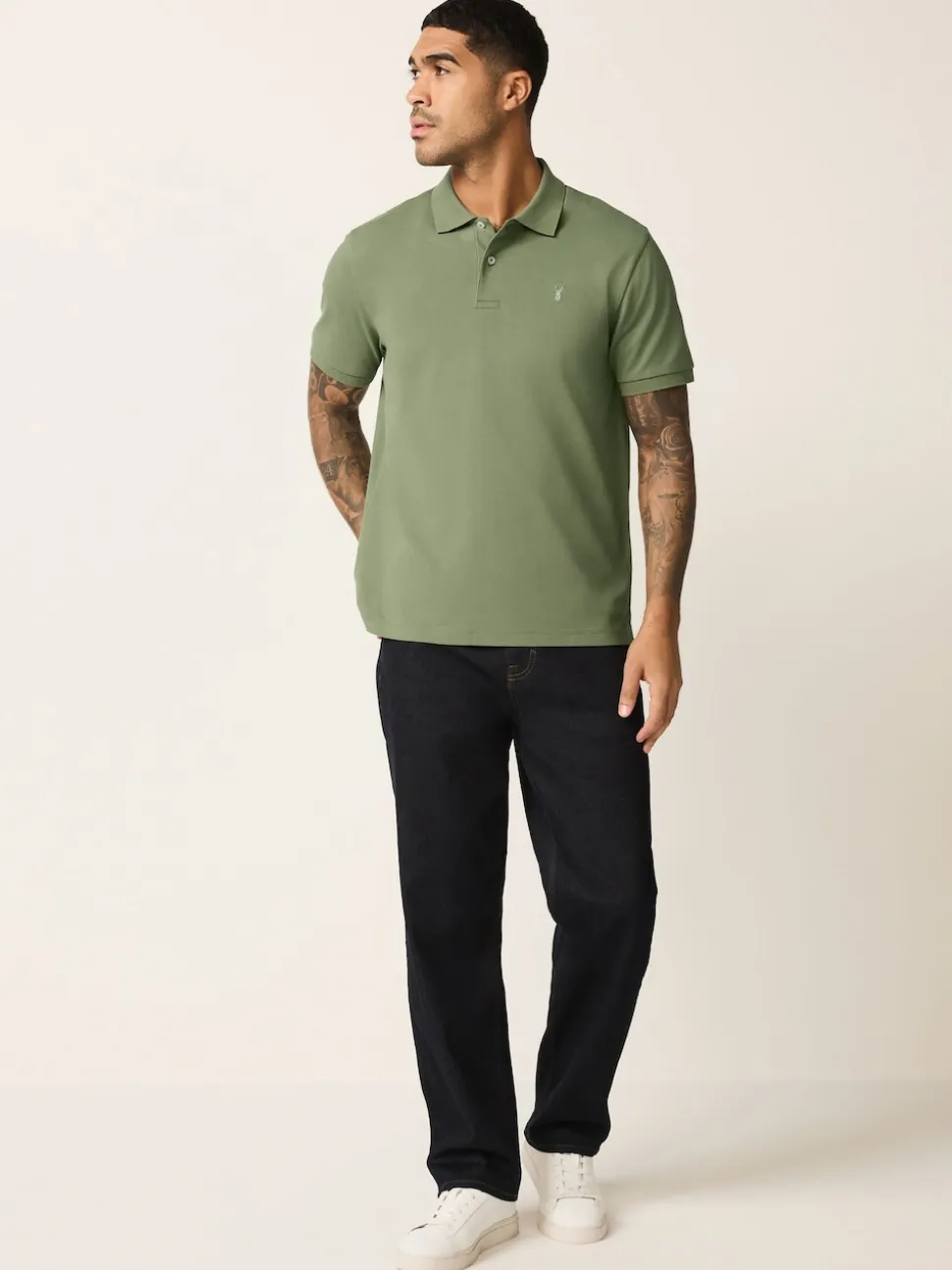 Light Olive Green Regular Fit Short Sleeve Pique Polo Shirt