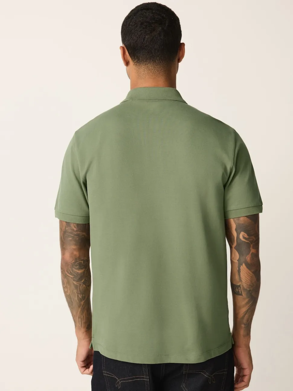 Light Olive Green Regular Fit Short Sleeve Pique Polo Shirt
