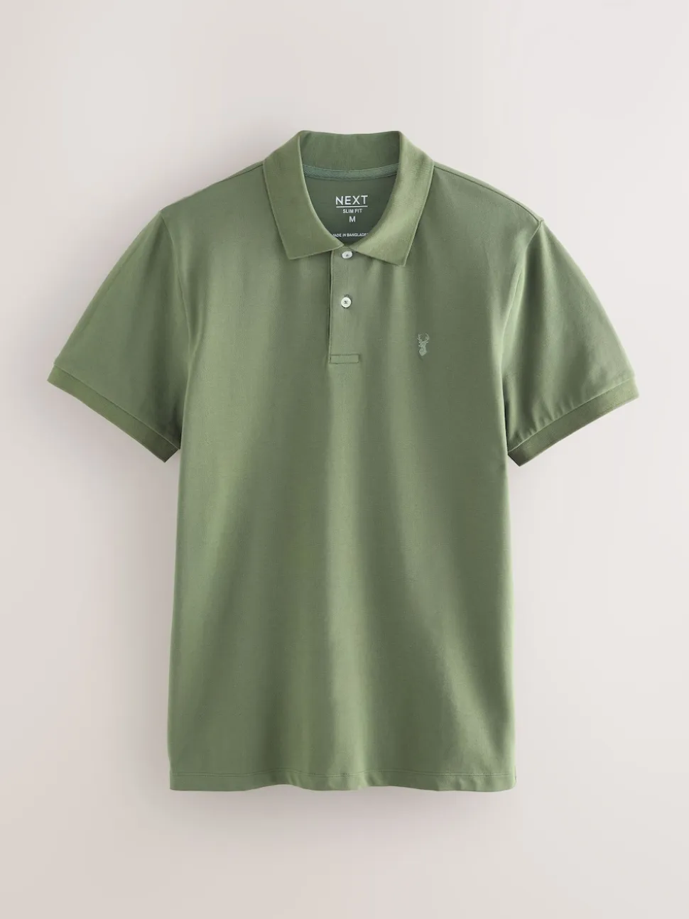 Light Olive Green Slim Fit Short Sleeve Pique Polo Shirt