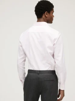 Light Pink Slim Fit Easy Care Textured Single Cuff Smart Shirt