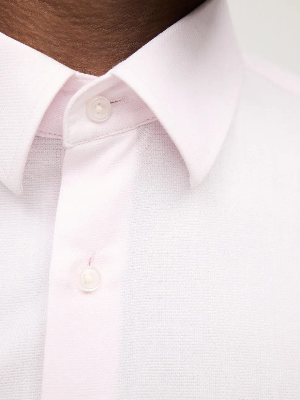 Light Pink Slim Fit Easy Care Textured Single Cuff Smart Shirt