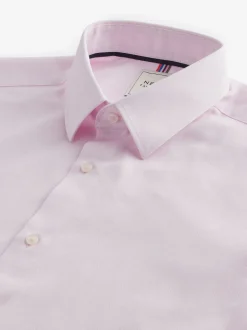 Light Pink Slim Fit Easy Care Textured Single Cuff Smart Shirt