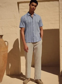 Light Stone Regular Fit Cotton Linen Twill Chino Trousers