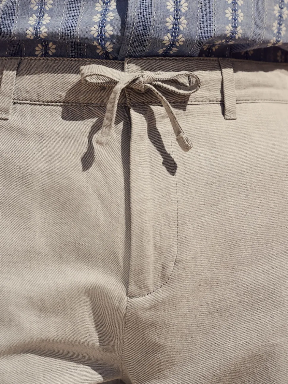 Light Stone Regular Fit Cotton Linen Twill Chino Trousers
