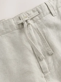 Light Stone Regular Fit Cotton Linen Twill Chino Trousers