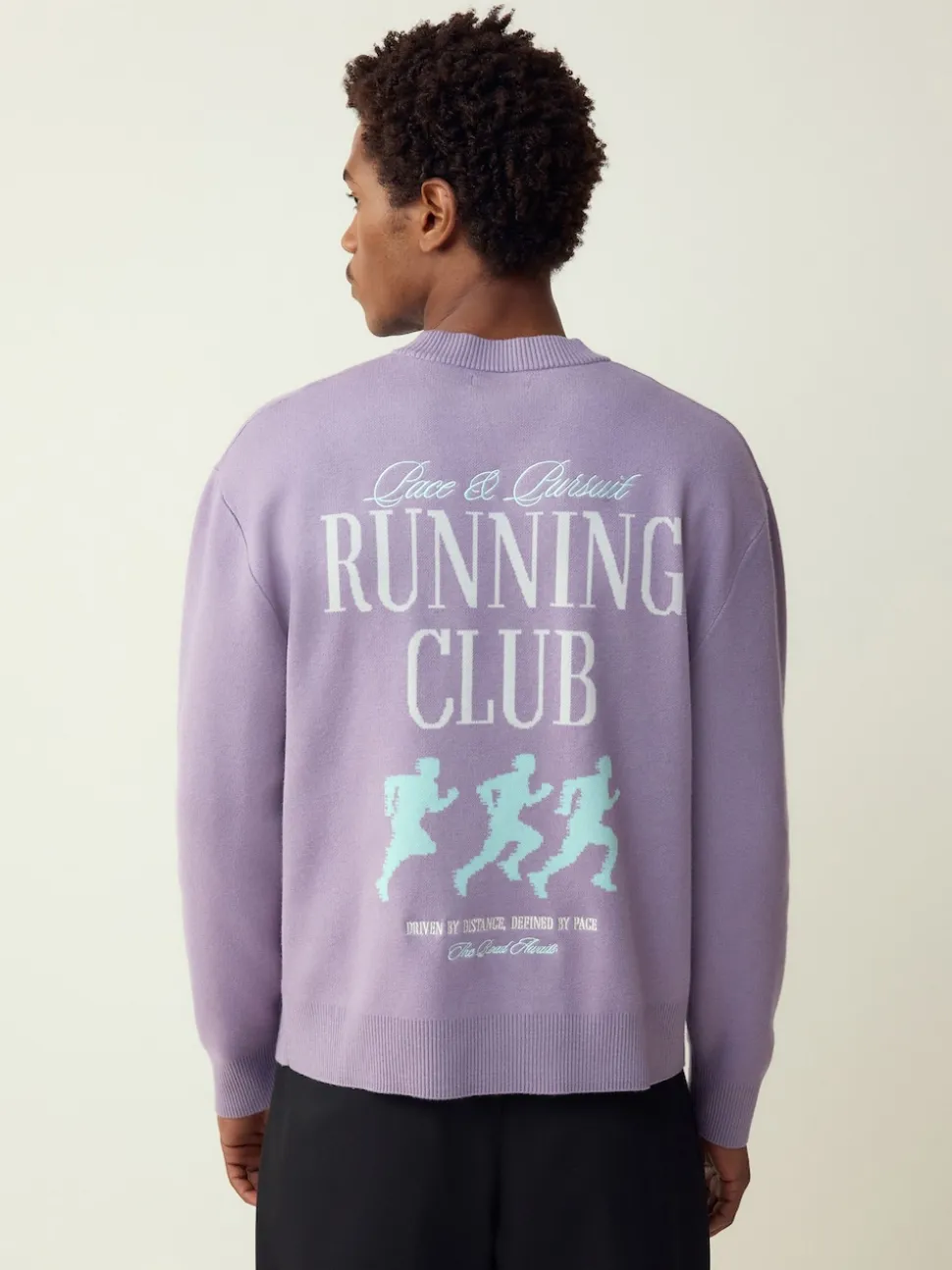 Lilac Purple N.Premium Relaxed Fit Mid Weight Running Club Graphic Crew Neck Jumper
