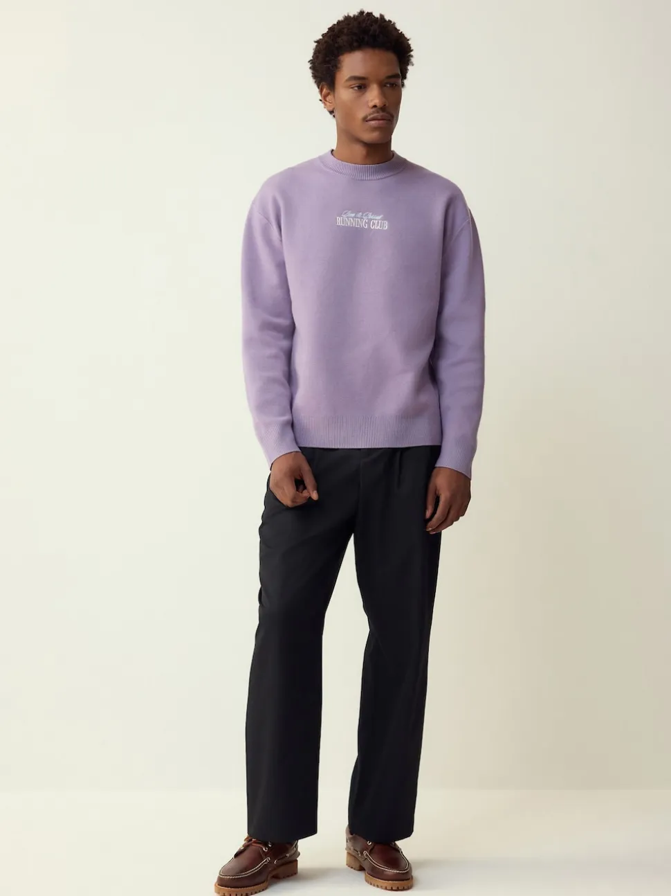 Lilac Purple N.Premium Relaxed Fit Mid Weight Running Club Graphic Crew Neck Jumper