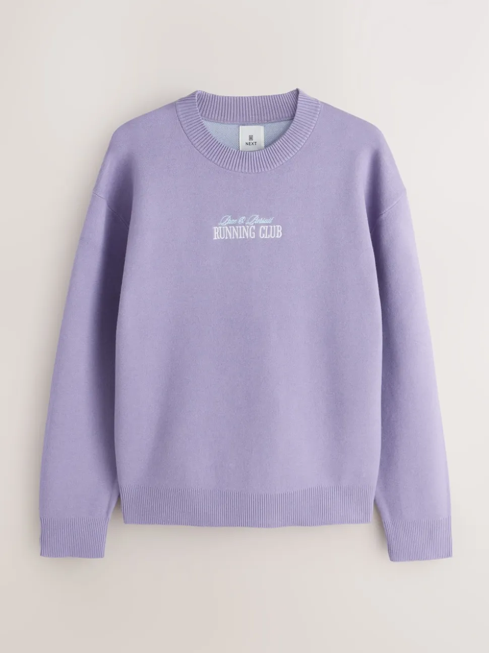 Lilac Purple N.Premium Relaxed Fit Mid Weight Running Club Graphic Crew Neck Jumper