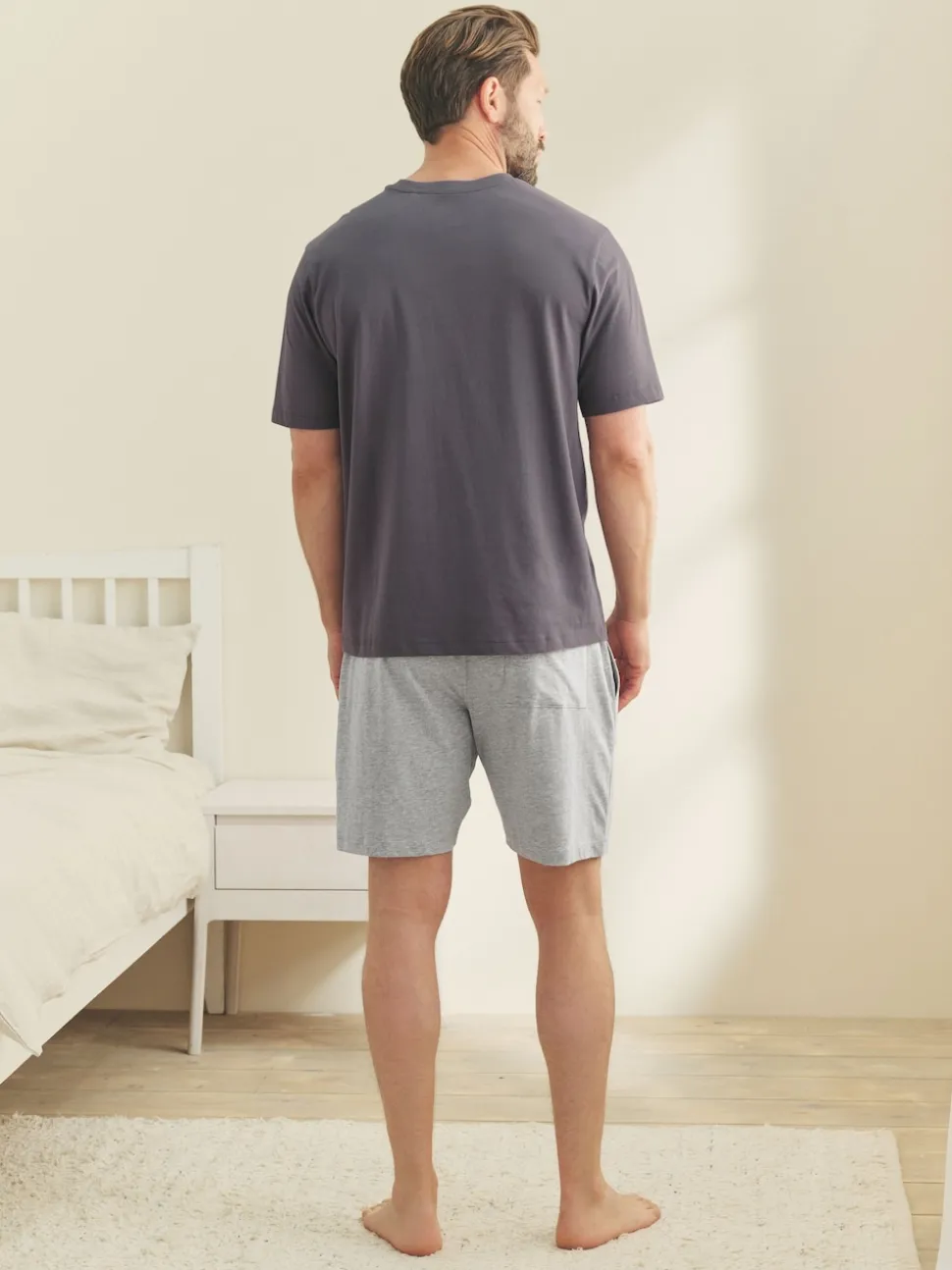 Lilac Purple/Grey Marl Short Sleeve Jersey Pyjamas Set