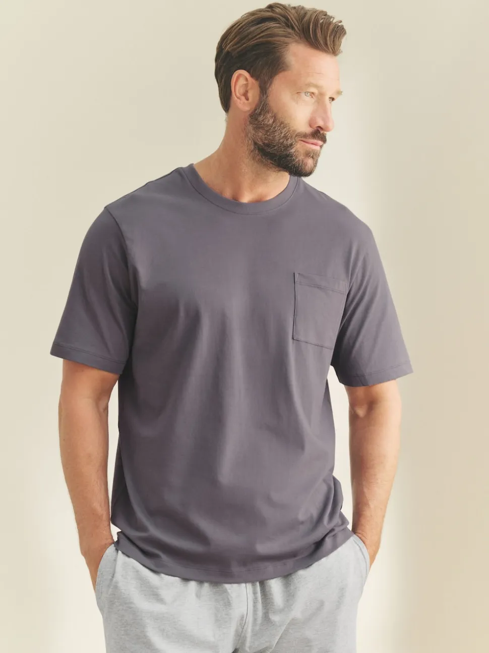 Lilac Purple/Grey Marl Short Sleeve Jersey Pyjamas Set