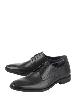 Lotus Black Leather Lace Up Derby Shoes