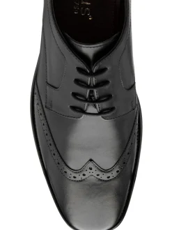 Lotus Black Wide Fit Leather Lace Up Brogues