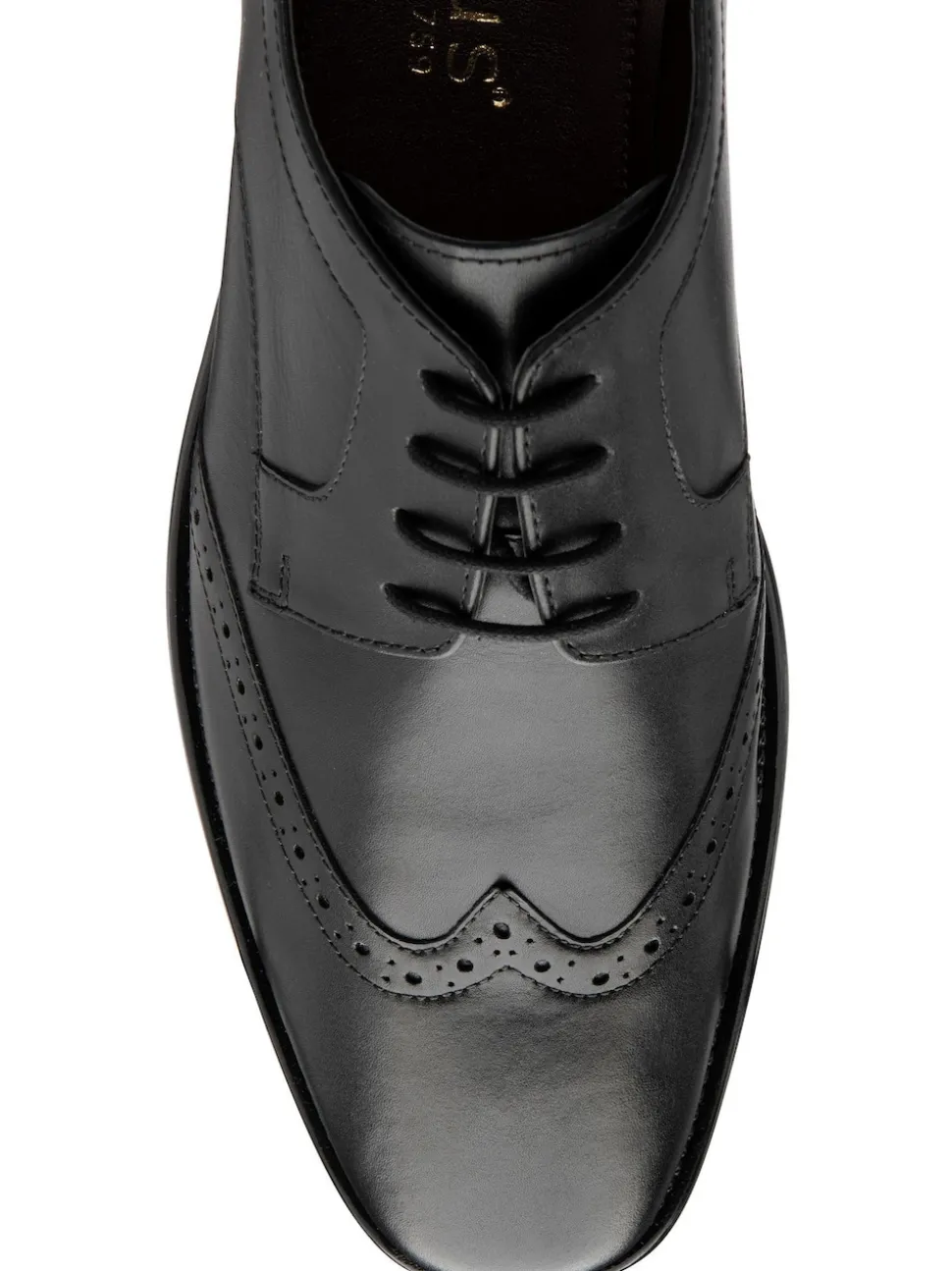 Lotus Black Wide Fit Leather Lace Up Brogues