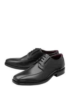 Lotus Black Wide Fit Leather Lace Up Derby Shoes
