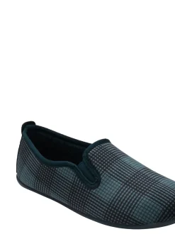Lotus Blue Check-Print Full Slippers