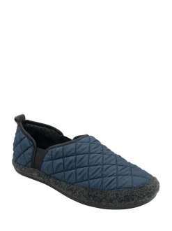 Lotus Blue Textile Quilted Slippers