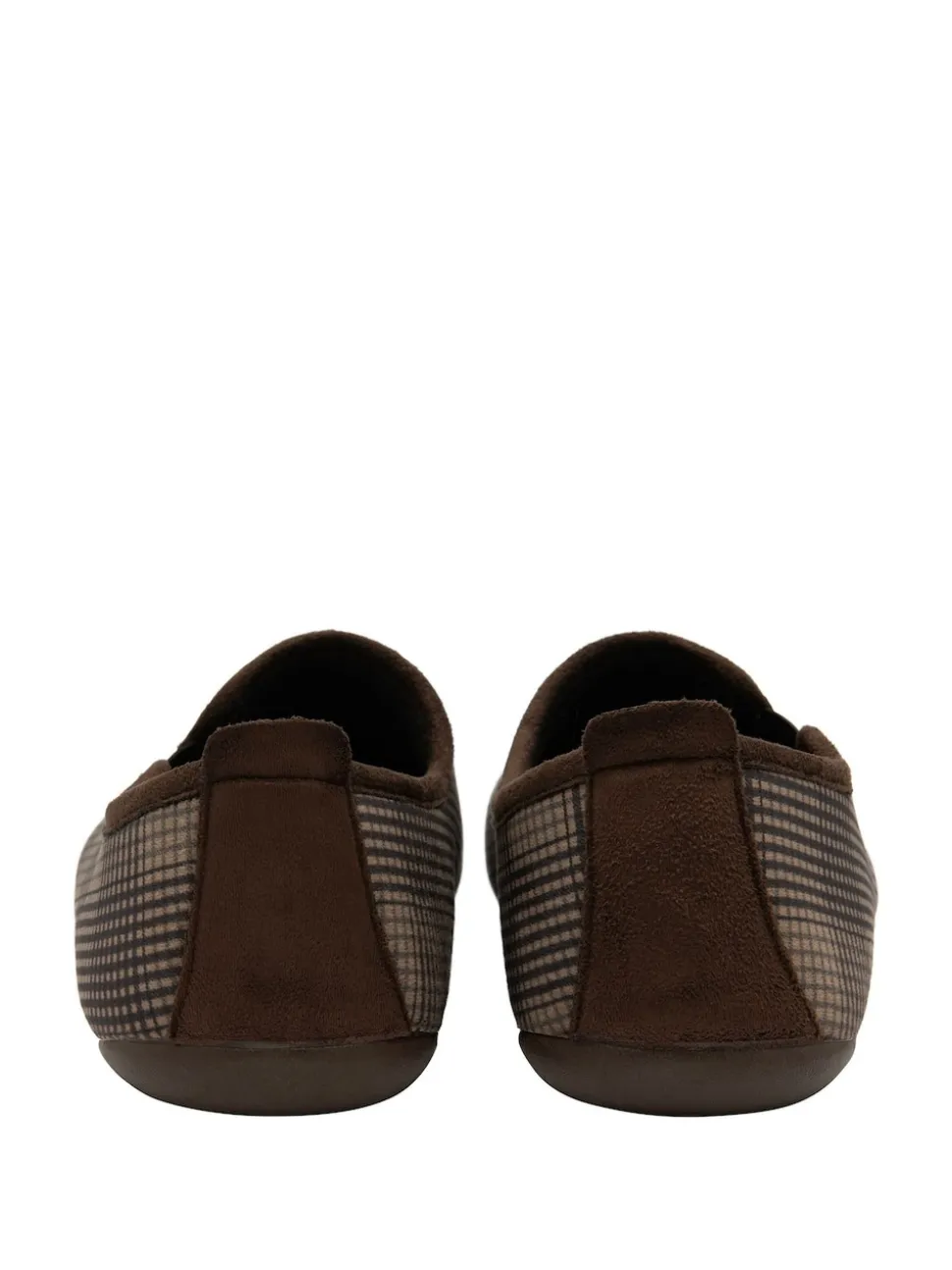 Lotus Brown Check-Print Full Slippers