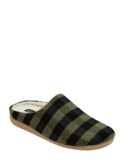 Lotus Green Textile Mule Slippers
