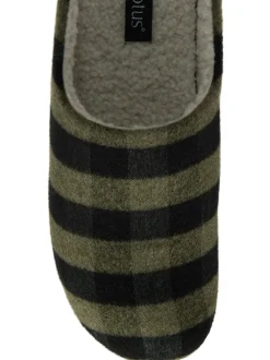 Lotus Green Textile Mule Slippers