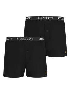 Lyle & Scott Black 100% Cotton Woven Boxer Shorts 2 Pack