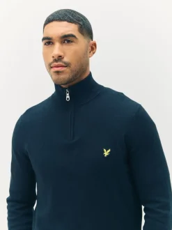 Lyle & Scott Navy Blue Cotton Merino Quarter Zip Jumper