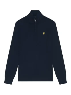 Lyle & Scott Navy Blue Cotton Merino Quarter Zip Jumper
