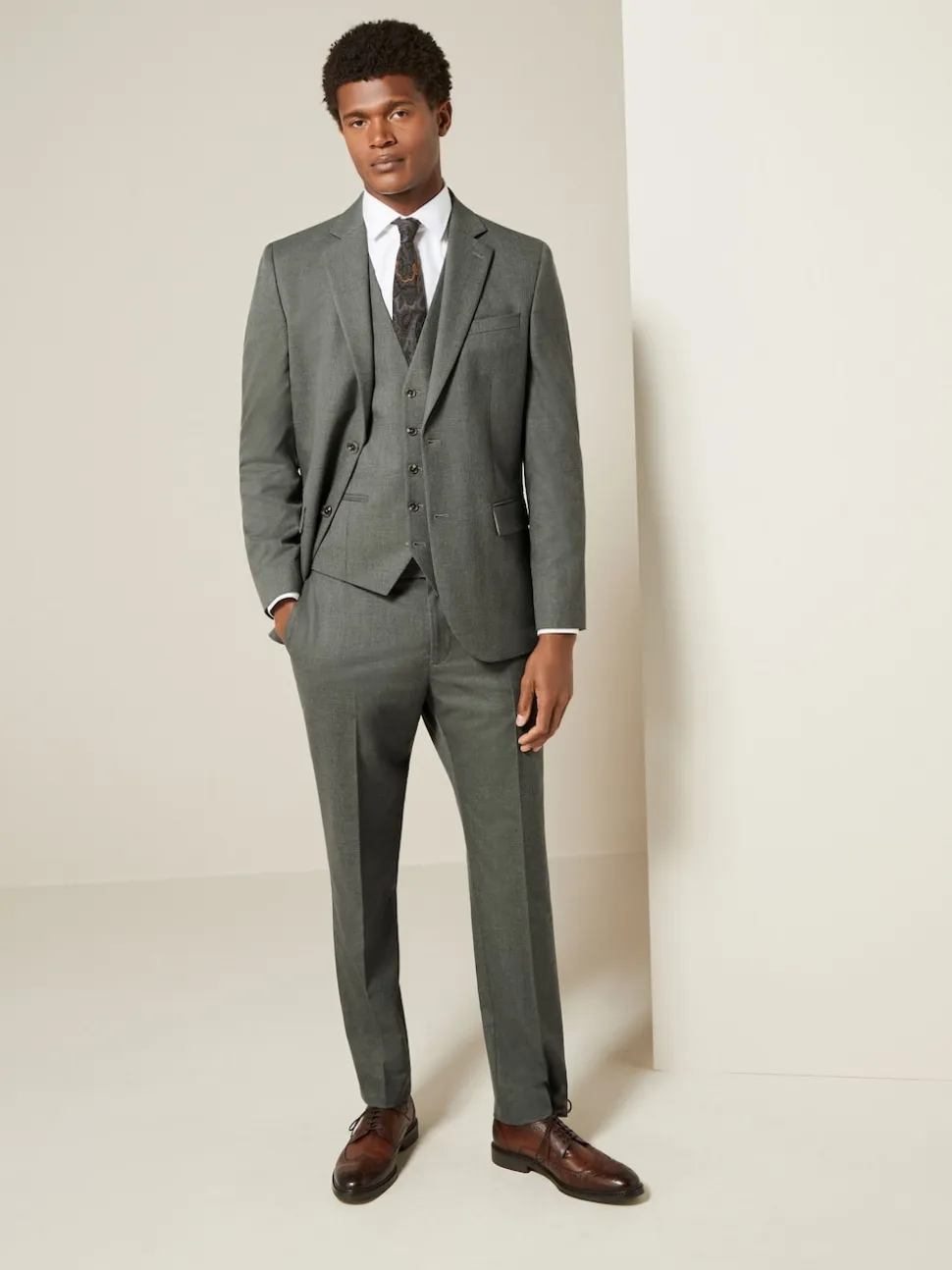 Marl Green Slim Fit Motionflex Stretch Suit Trousers