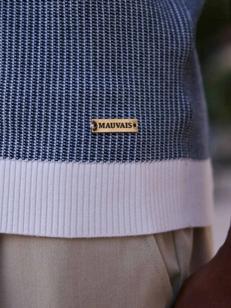 MAUVAIS Blue Giordini Tipped Birdseye Knit Polo Shirt