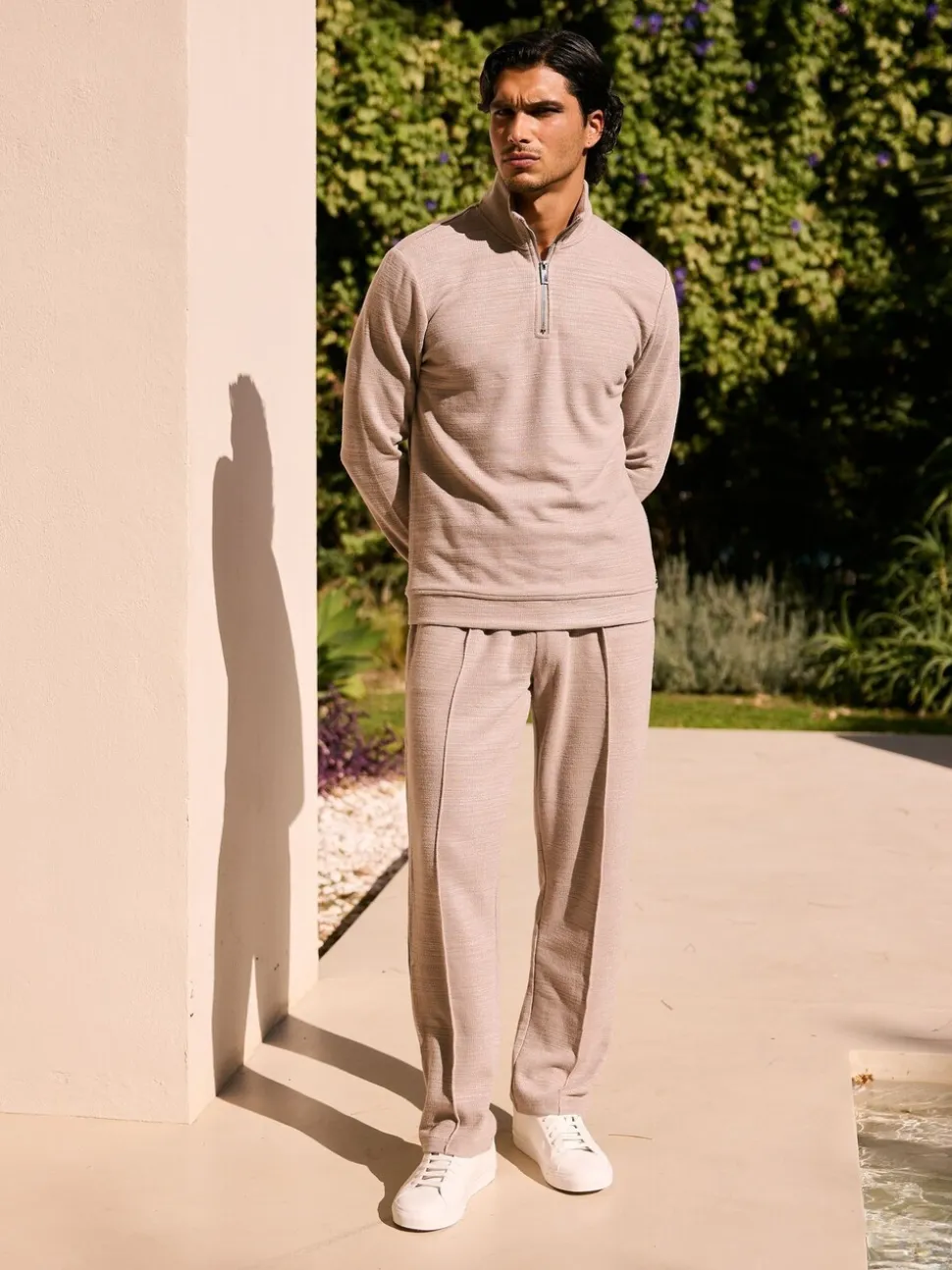 MAUVAIS Natural Leandre Straight Leg Premium Textured Joggers