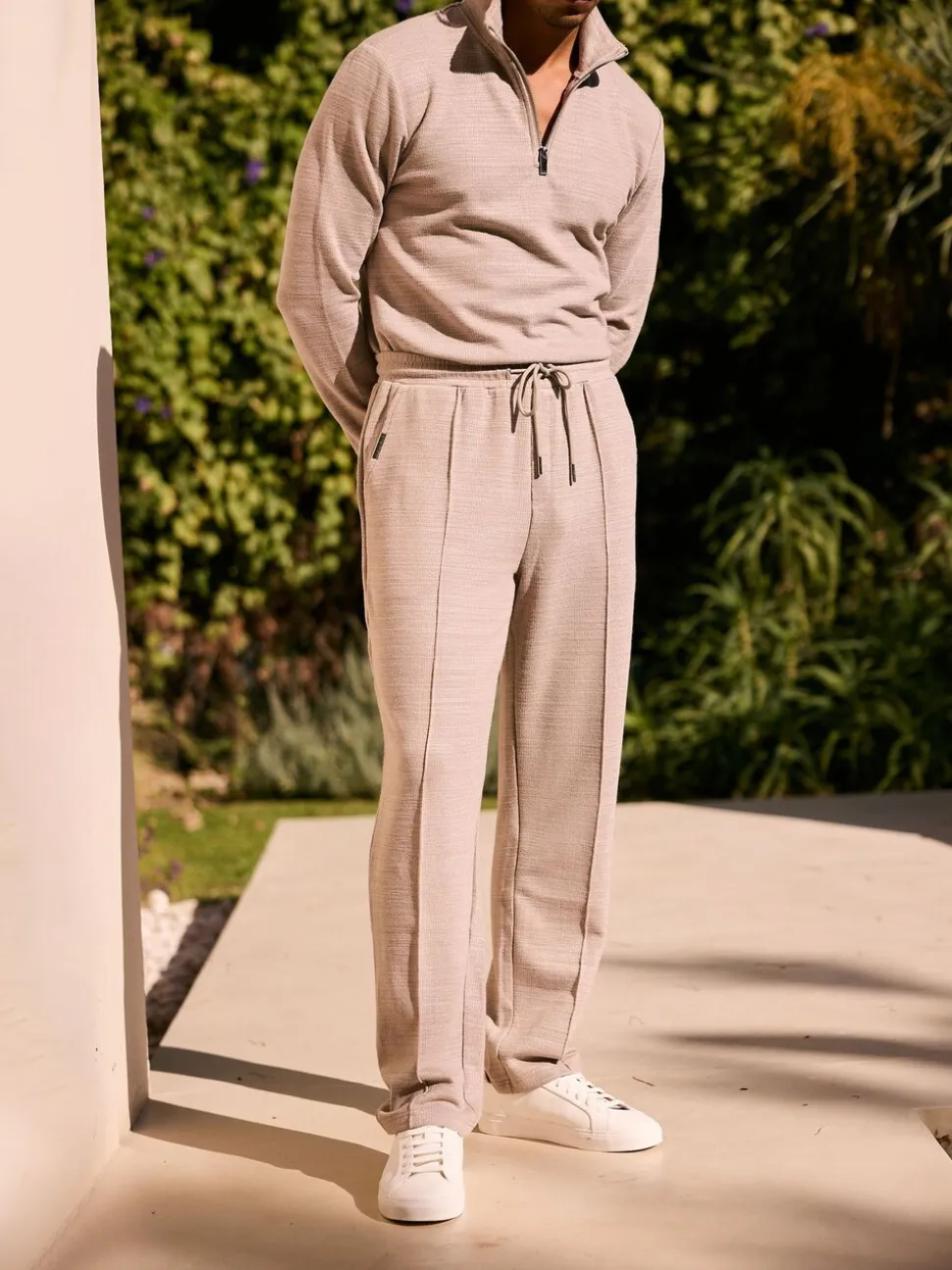 MAUVAIS Natural Leandre Straight Leg Premium Textured Joggers