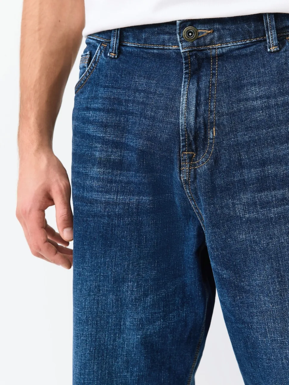 Mid Blue Baggy Fit Authentic Stretch Denim Jeans