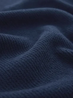 Mid Blue Regular Fit Ribbed Chenille Quarter Zip Jumper