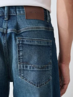 Mid Blue Relaxed Fit Authentic Stretch Denim Jeans