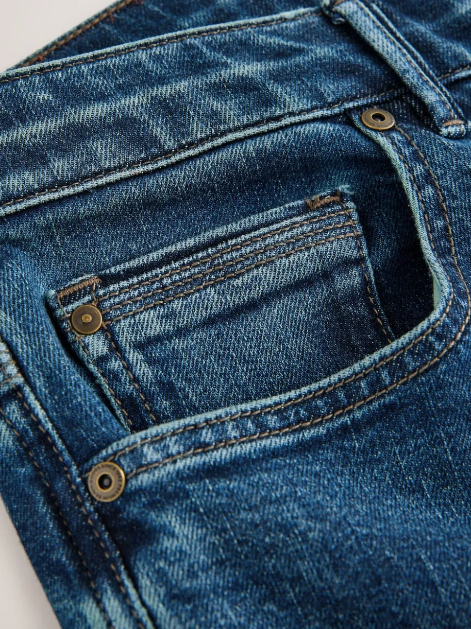 Mid Blue Relaxed Fit Authentic Stretch Denim Jeans
