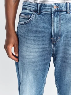 Mid Blue Straight Fit Authentic Stretch Denim Jeans