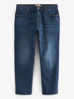 Mid Blue Straight Fit Straight Fit Essential Stretch Jeans