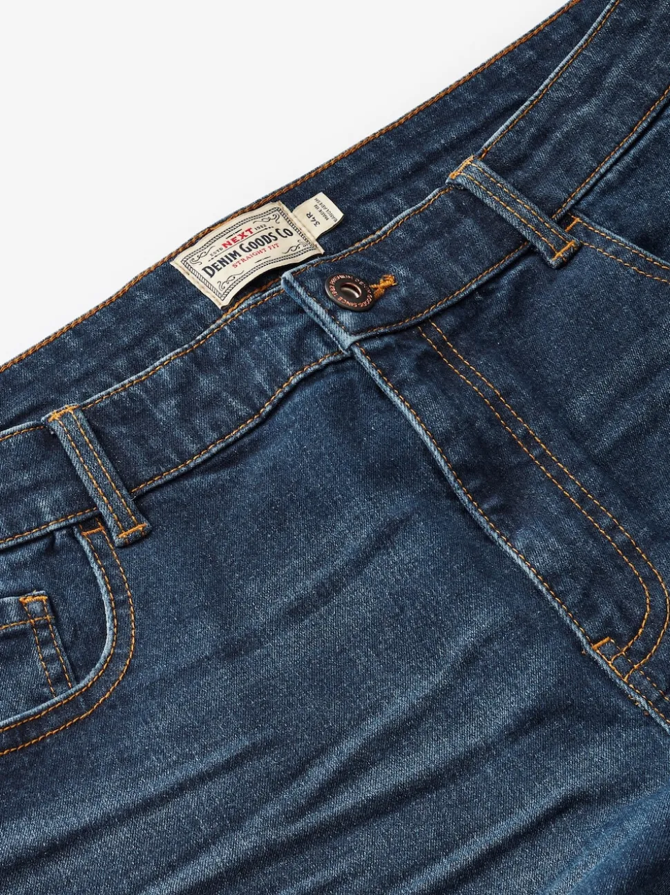 Mid Blue Straight Fit Straight Fit Essential Stretch Jeans